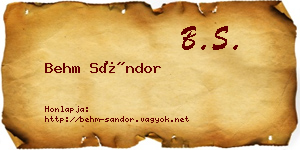 Behm Sándor névjegykártya